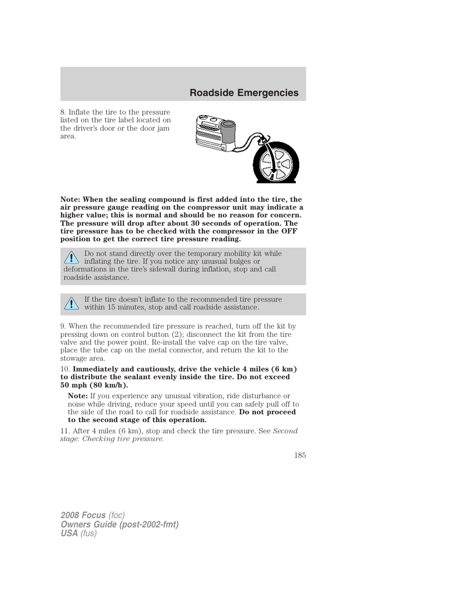 Roadside emergencies | FORD 2008 Focus v.1 User Manual | Page 185 / 256