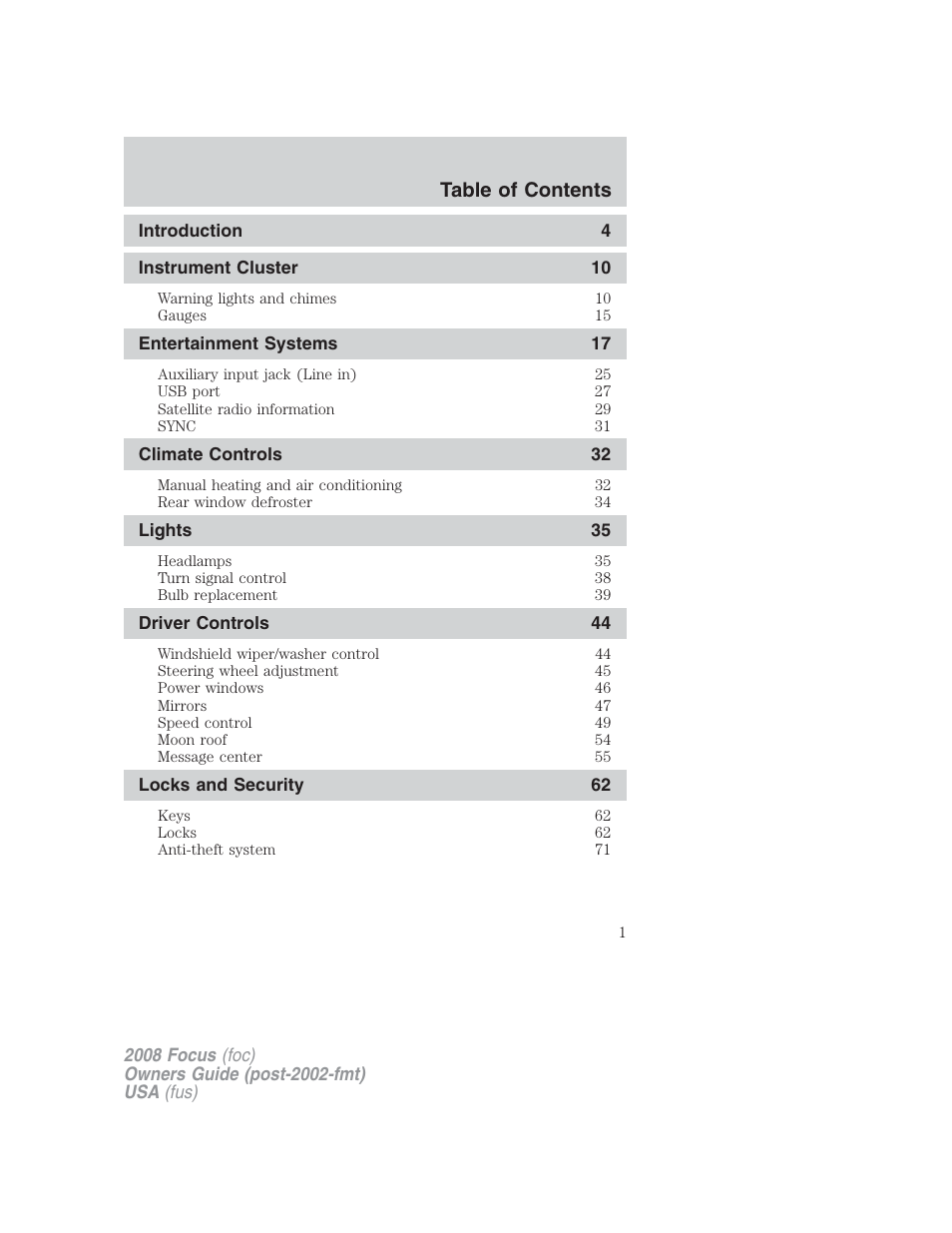 FORD 2008 Focus v.2 User Manual | 264 pages