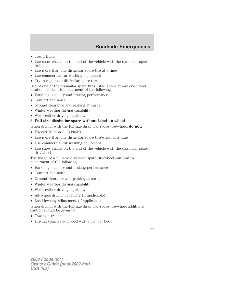 Roadside emergencies | FORD 2008 Focus v.2 User Manual | Page 177 / 264