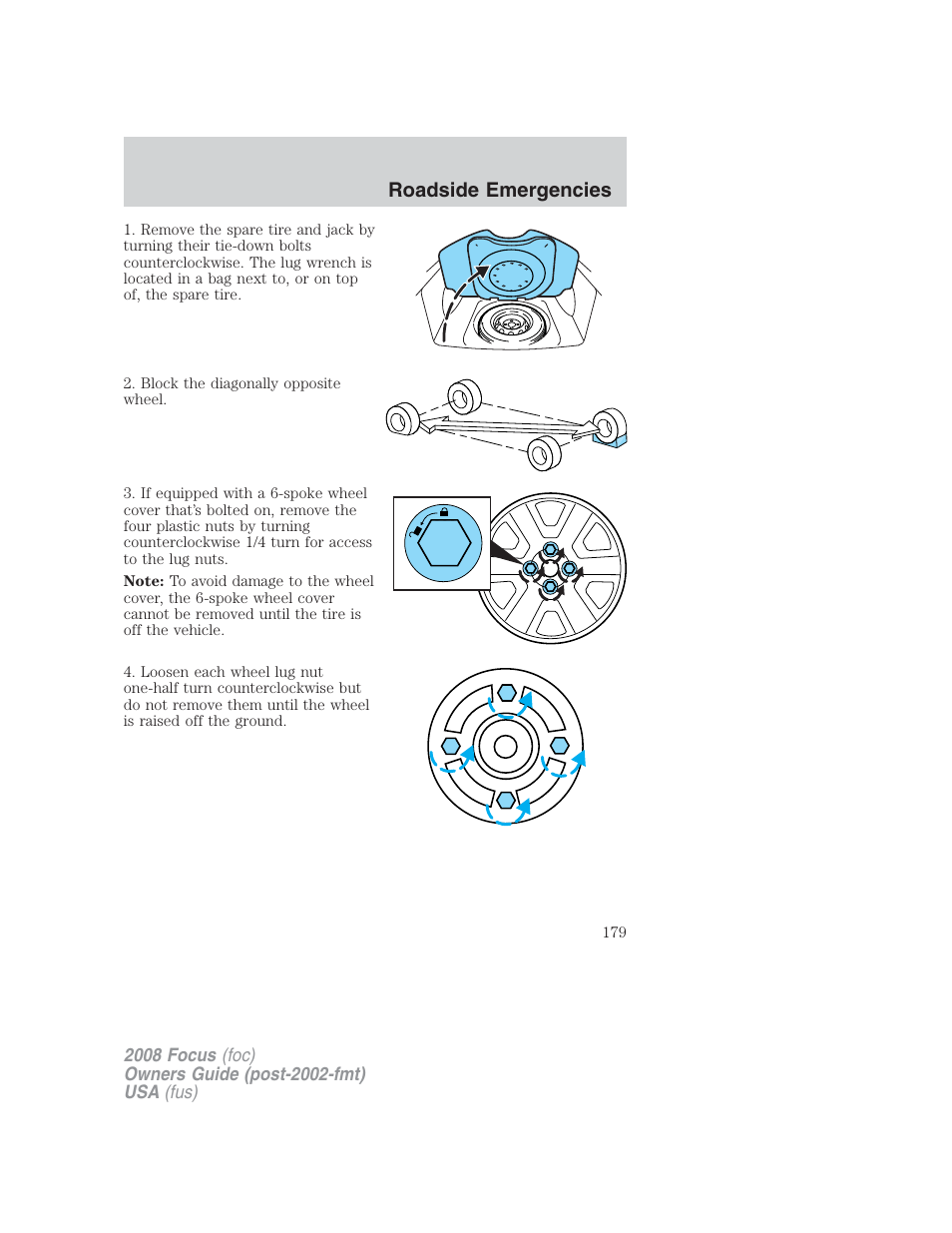 Roadside emergencies | FORD 2008 Focus v.2 User Manual | Page 179 / 264