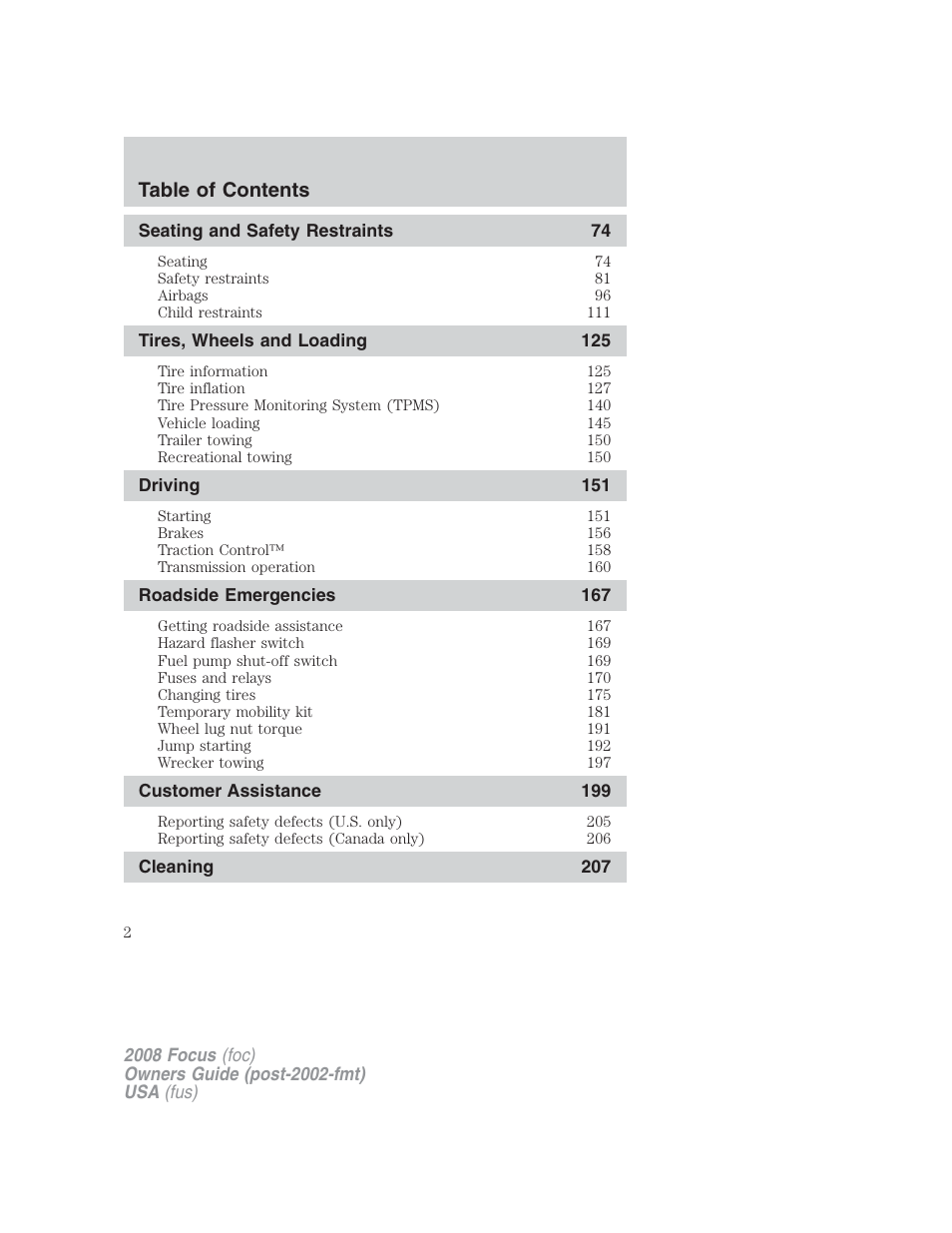 FORD 2008 Focus v.2 User Manual | Page 2 / 264