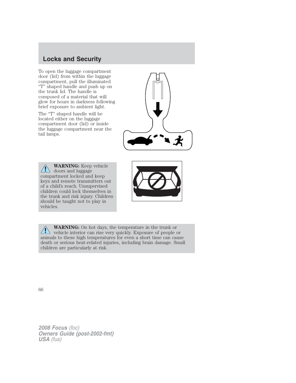 Locks and security | FORD 2008 Focus v.2 User Manual | Page 66 / 264