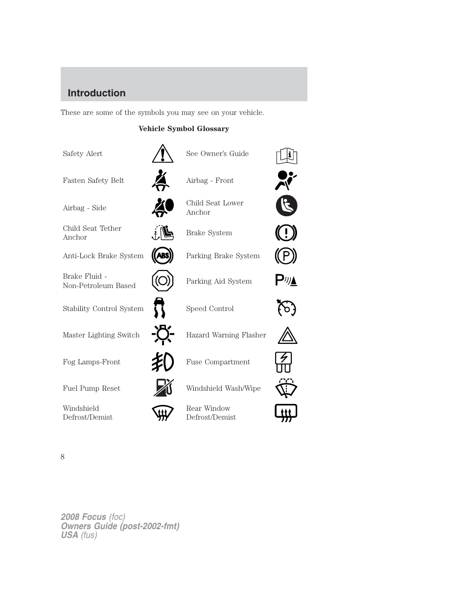 Introduction | FORD 2008 Focus v.2 User Manual | Page 8 / 264