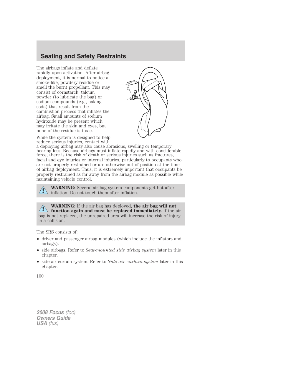 Seating and safety restraints | FORD 2008 Focus v.3 User Manual | Page 100 / 258