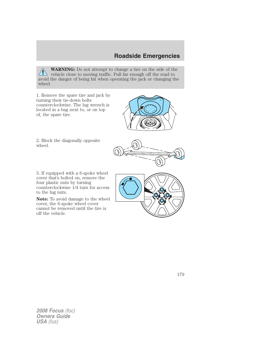 Roadside emergencies | FORD 2008 Focus v.3 User Manual | Page 179 / 258