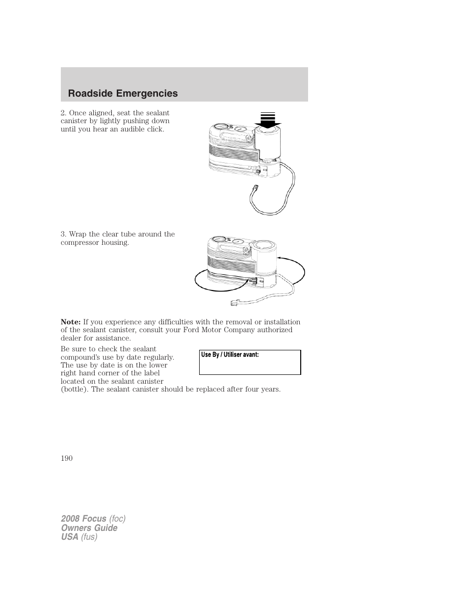 Roadside emergencies | FORD 2008 Focus v.3 User Manual | Page 190 / 258
