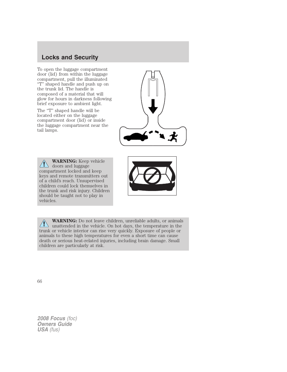 Locks and security | FORD 2008 Focus v.3 User Manual | Page 66 / 258