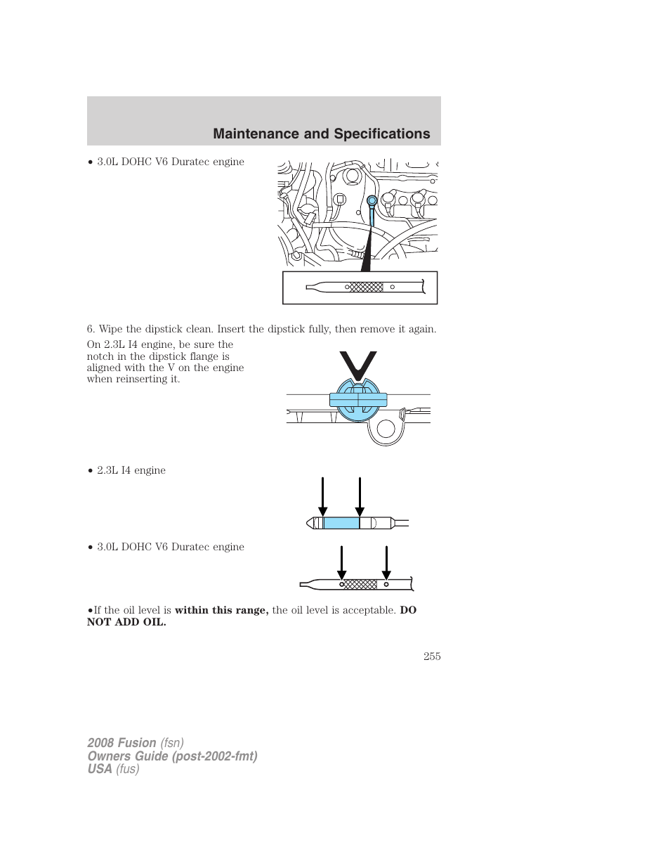 Maintenance and specifications | FORD 2008 Fusion User Manual | Page 255 / 304