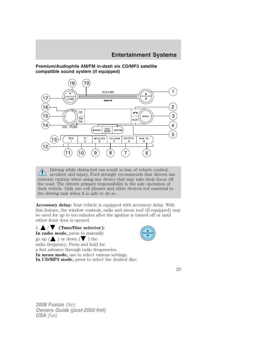 Am/fm stereo with in-dash six cd, Entertainment systems | FORD 2008 Fusion User Manual | Page 29 / 304