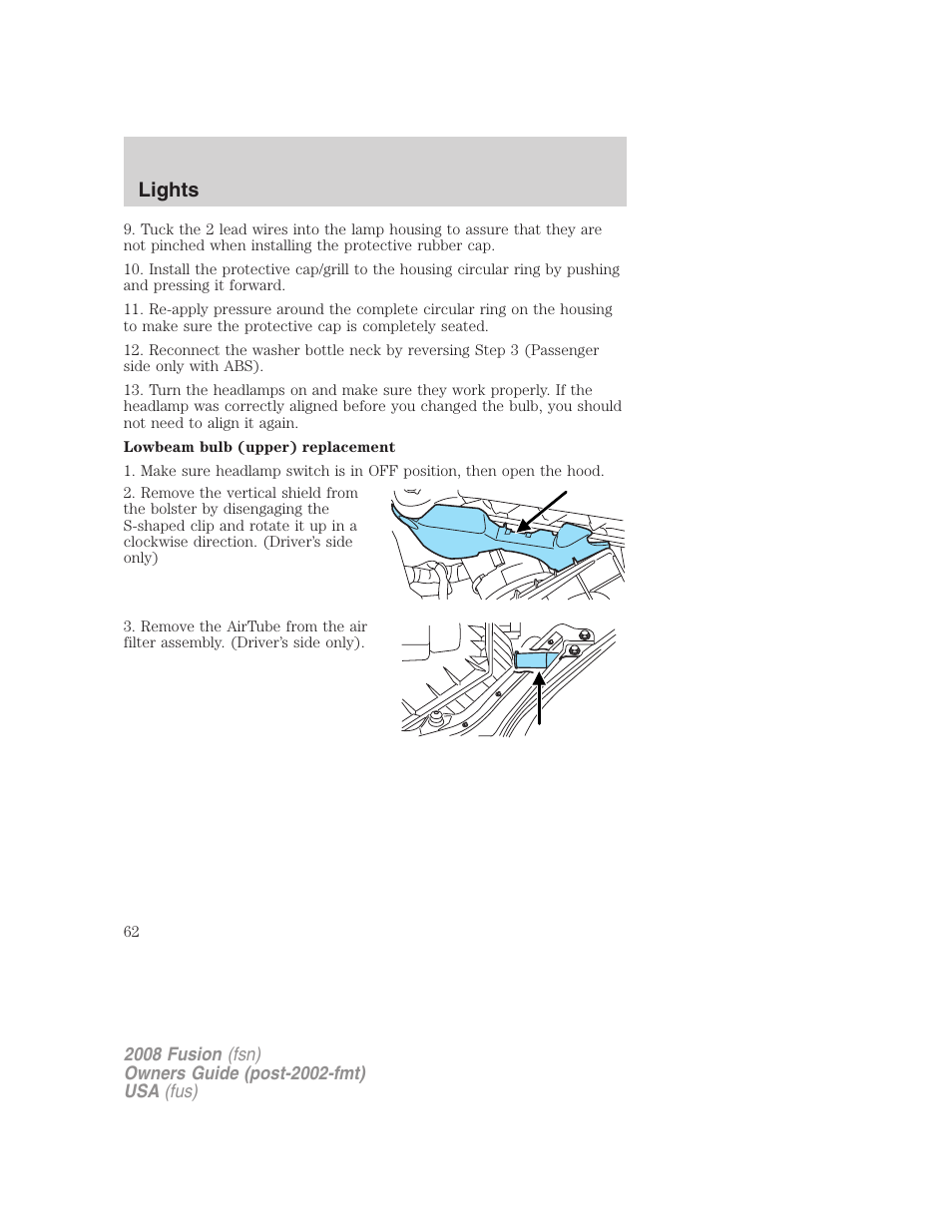 Lights | FORD 2008 Fusion User Manual | Page 62 / 304