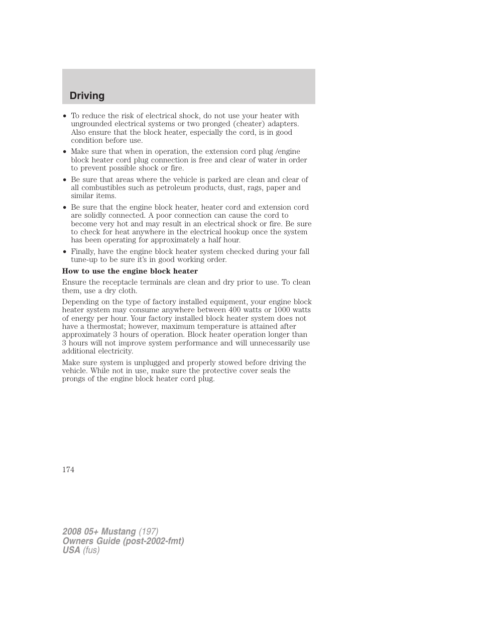 Driving | FORD 2008 Mustang v.1 User Manual | Page 174 / 280