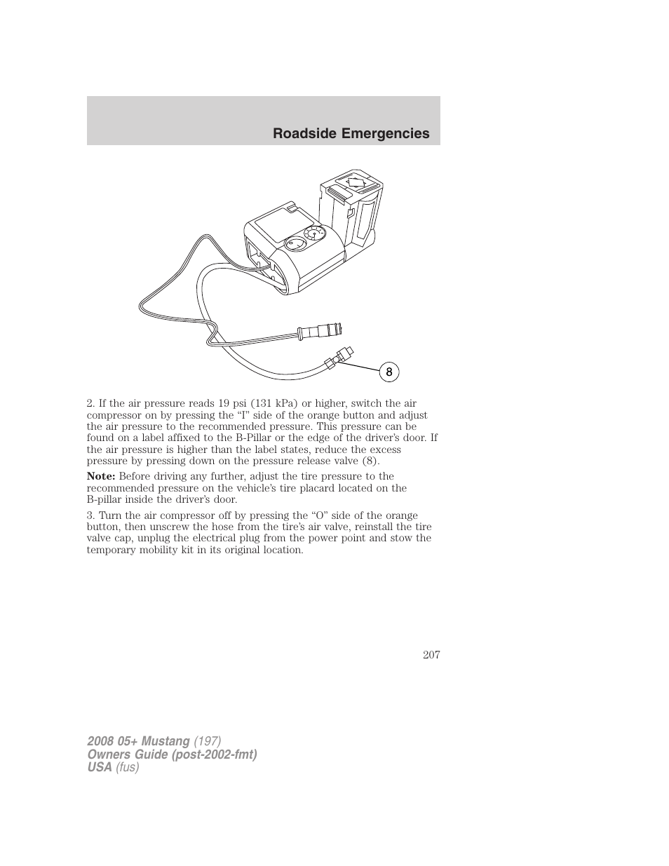 Roadside emergencies | FORD 2008 Mustang v.1 User Manual | Page 207 / 280