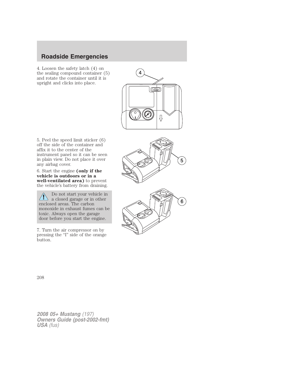 Roadside emergencies | FORD 2008 Mustang v.2 User Manual | Page 208 / 288
