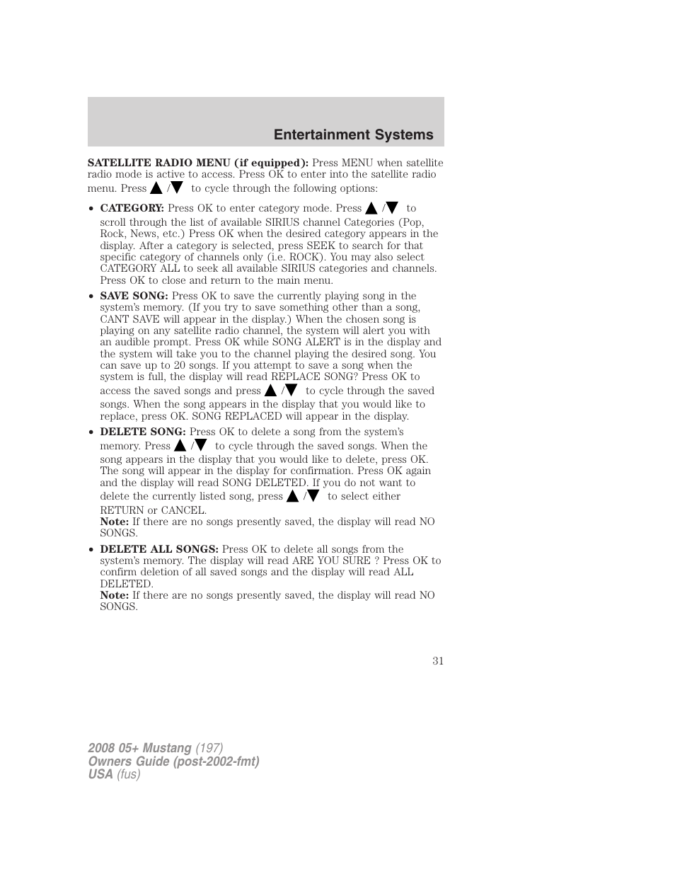 Entertainment systems | FORD 2008 Mustang v.2 User Manual | Page 31 / 288