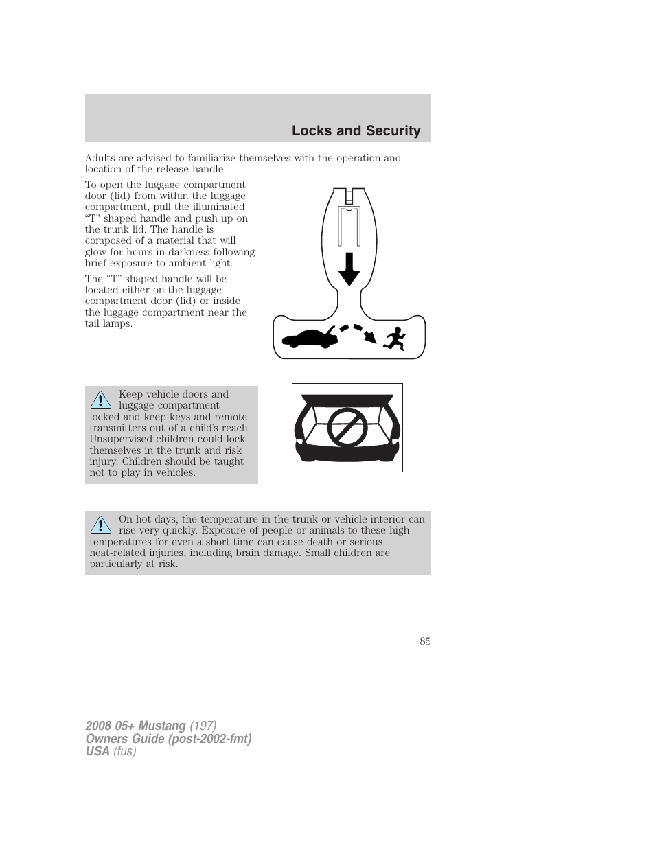 Locks and security | FORD 2008 Mustang v.2 User Manual | Page 85 / 288