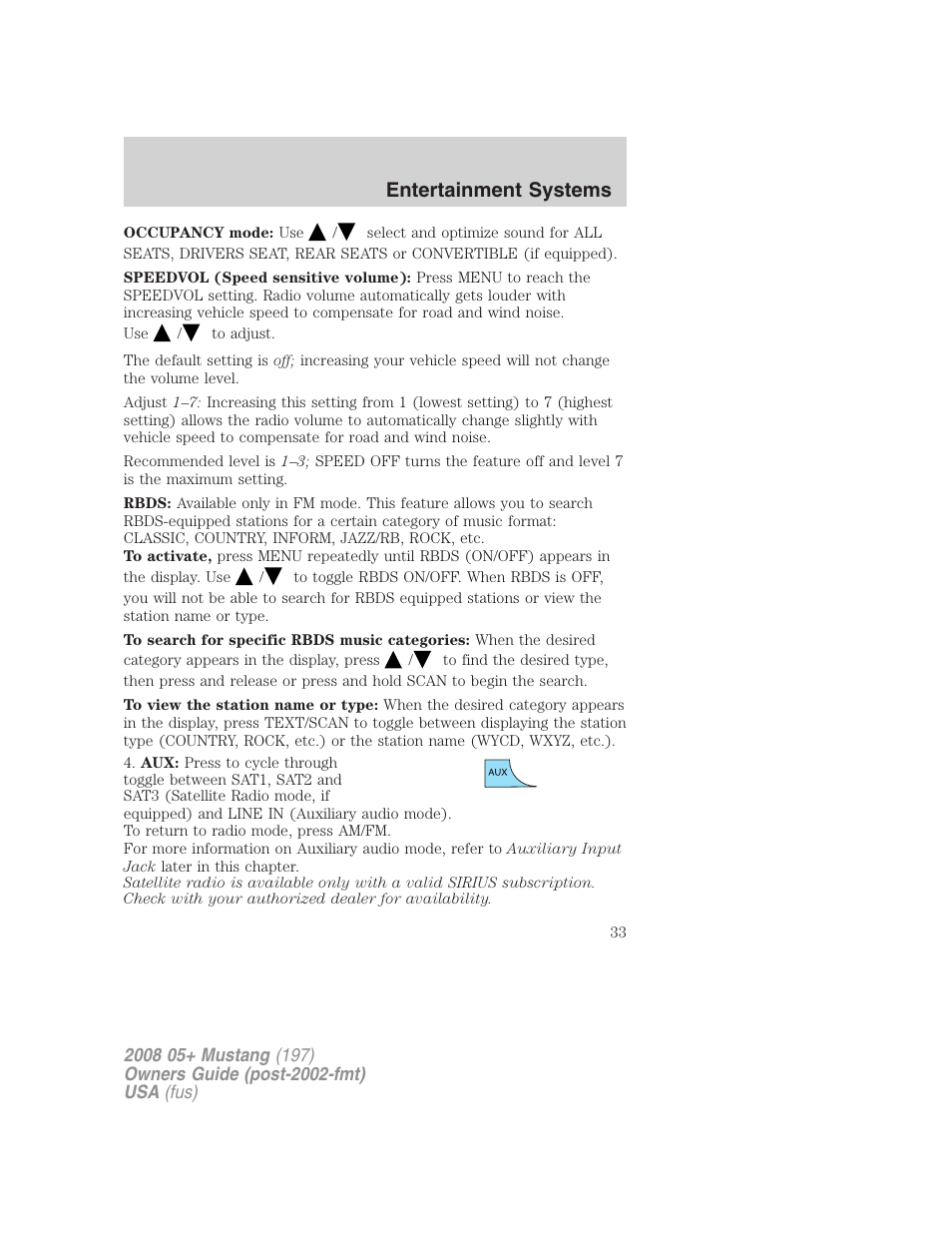 Entertainment systems | FORD 2008 Mustang v.3 User Manual | Page 33 / 285