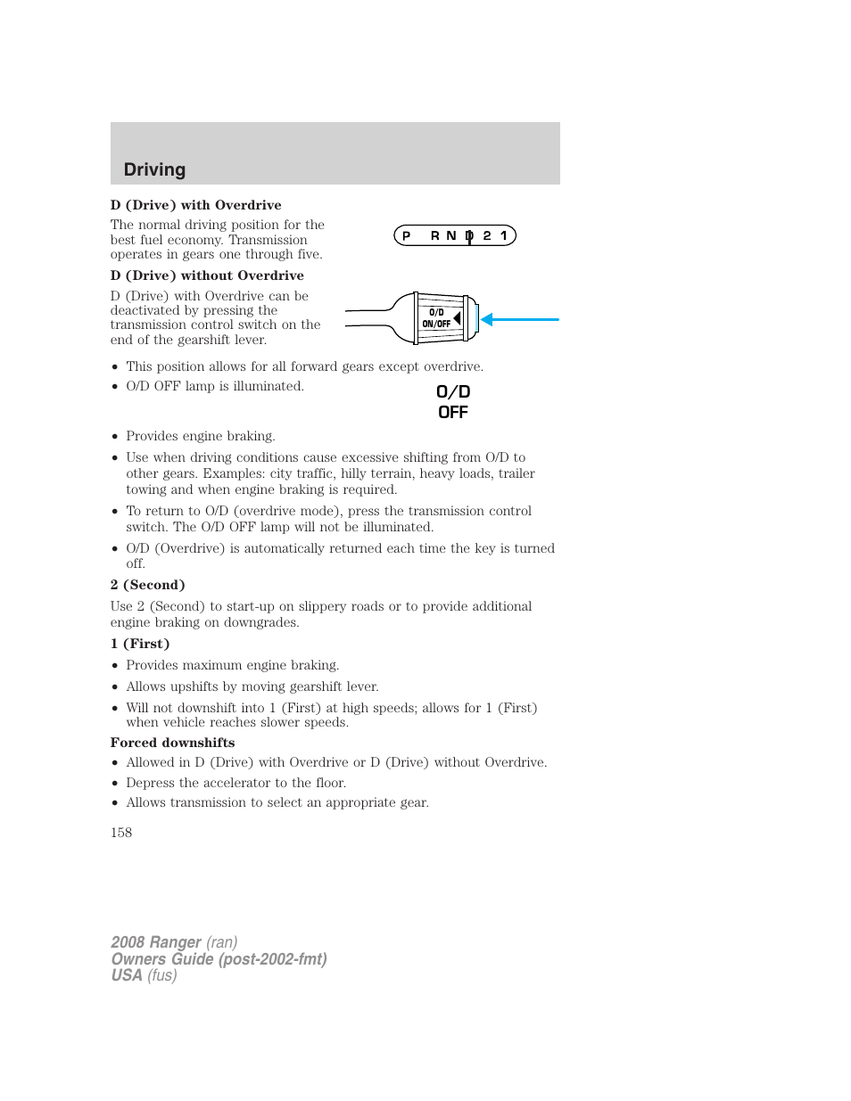 Driving | FORD 2008 Ranger v.1 User Manual | Page 158 / 272