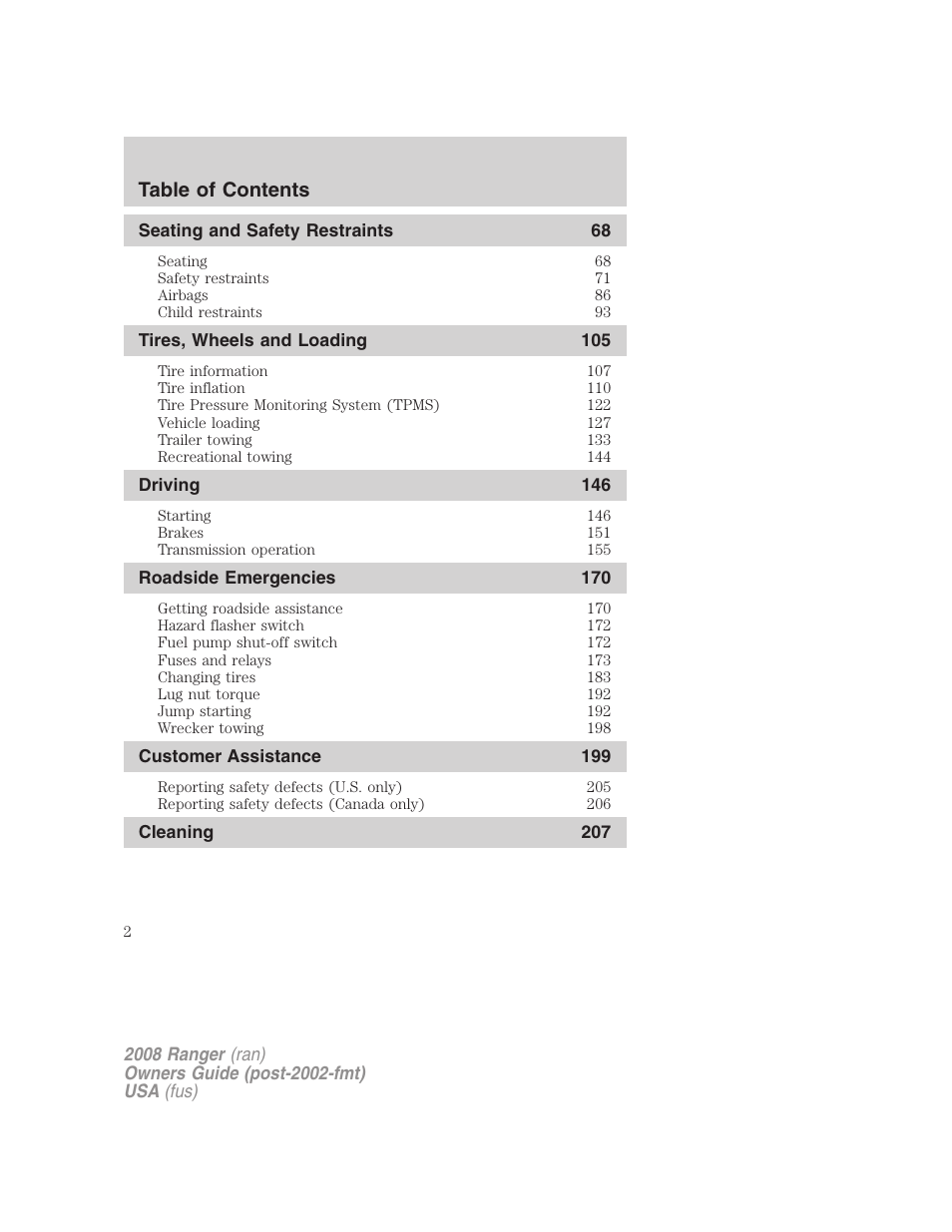 FORD 2008 Ranger v.1 User Manual | Page 2 / 272