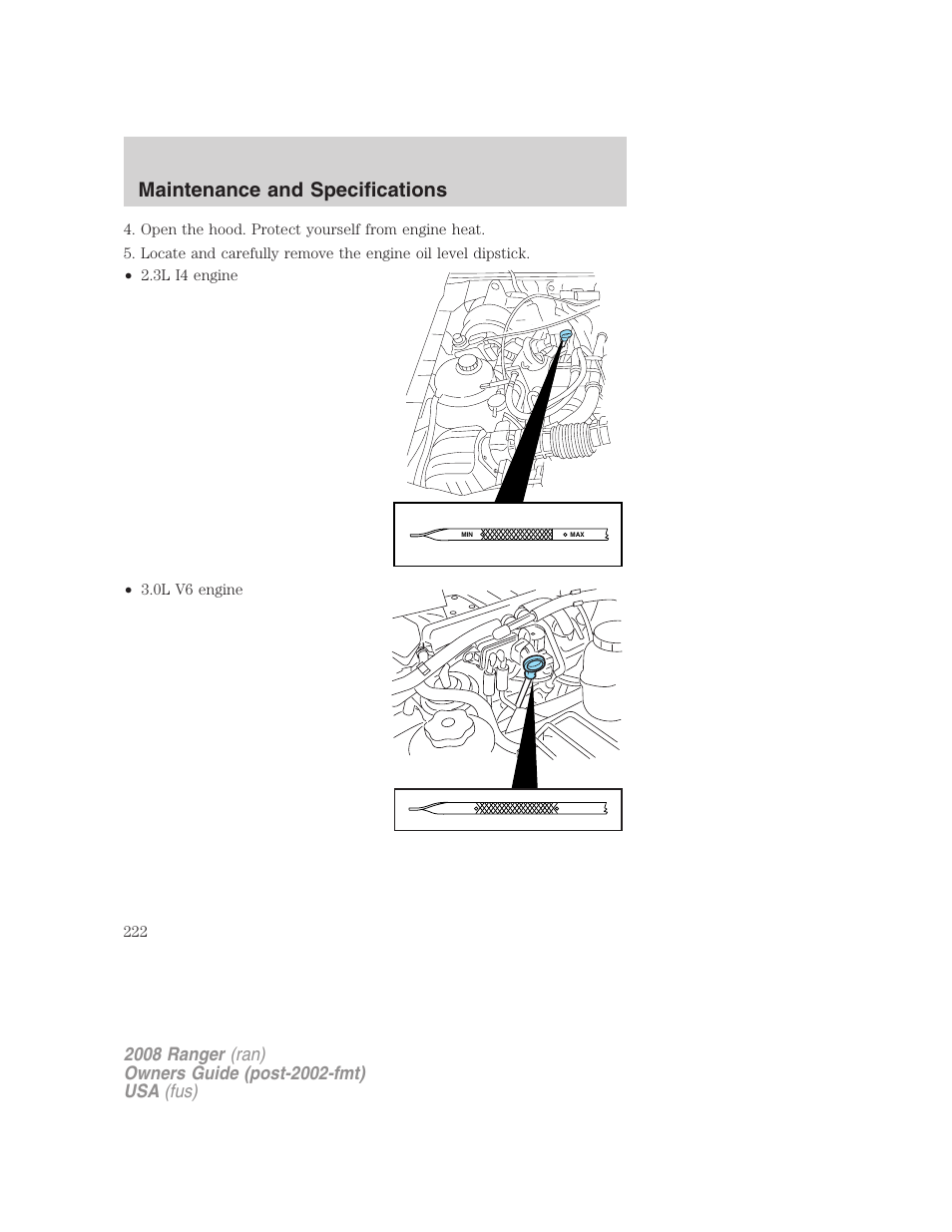 Maintenance and specifications | FORD 2008 Ranger v.1 User Manual | Page 222 / 272