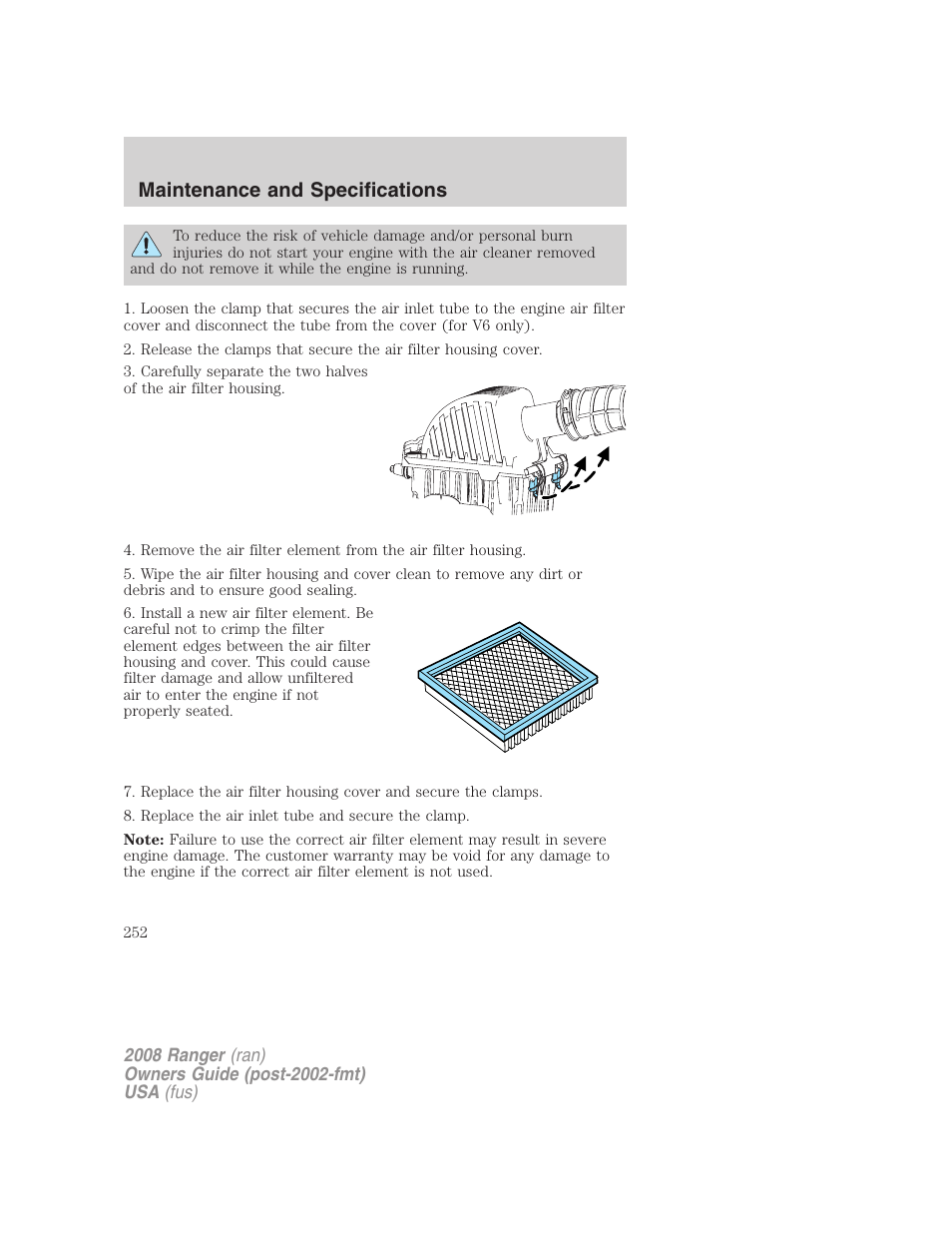 Maintenance and specifications | FORD 2008 Ranger v.1 User Manual | Page 252 / 272