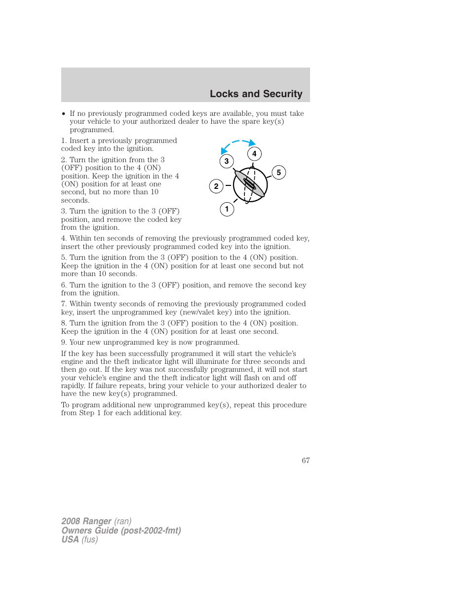 Locks and security | FORD 2008 Ranger v.1 User Manual | Page 67 / 272