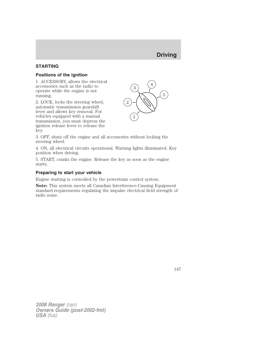 Driving | FORD 2008 Ranger v.2 User Manual | Page 147 / 272