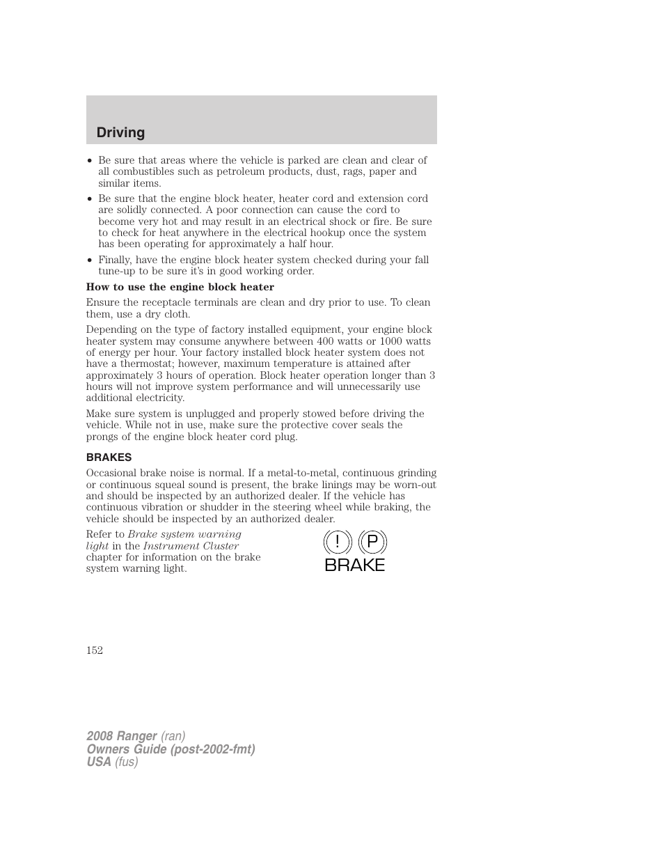 Brakes, P! brake | FORD 2008 Ranger v.2 User Manual | Page 152 / 272
