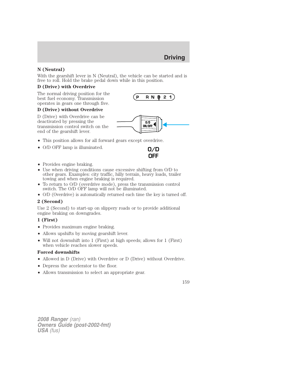 Driving | FORD 2008 Ranger v.2 User Manual | Page 159 / 272