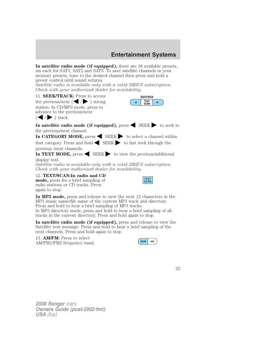 Entertainment systems | FORD 2008 Ranger v.2 User Manual | Page 25 / 272