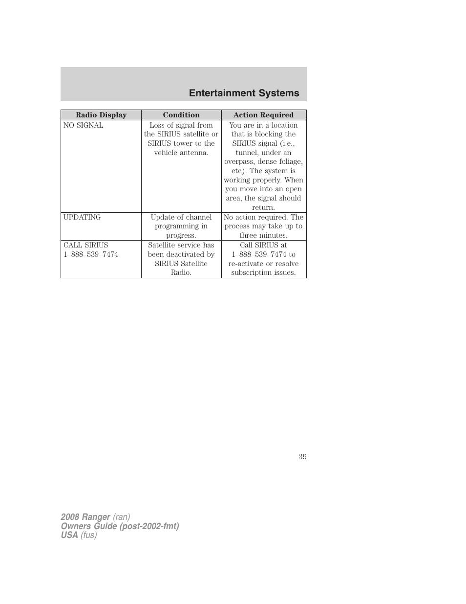 Entertainment systems | FORD 2008 Ranger v.2 User Manual | Page 39 / 272