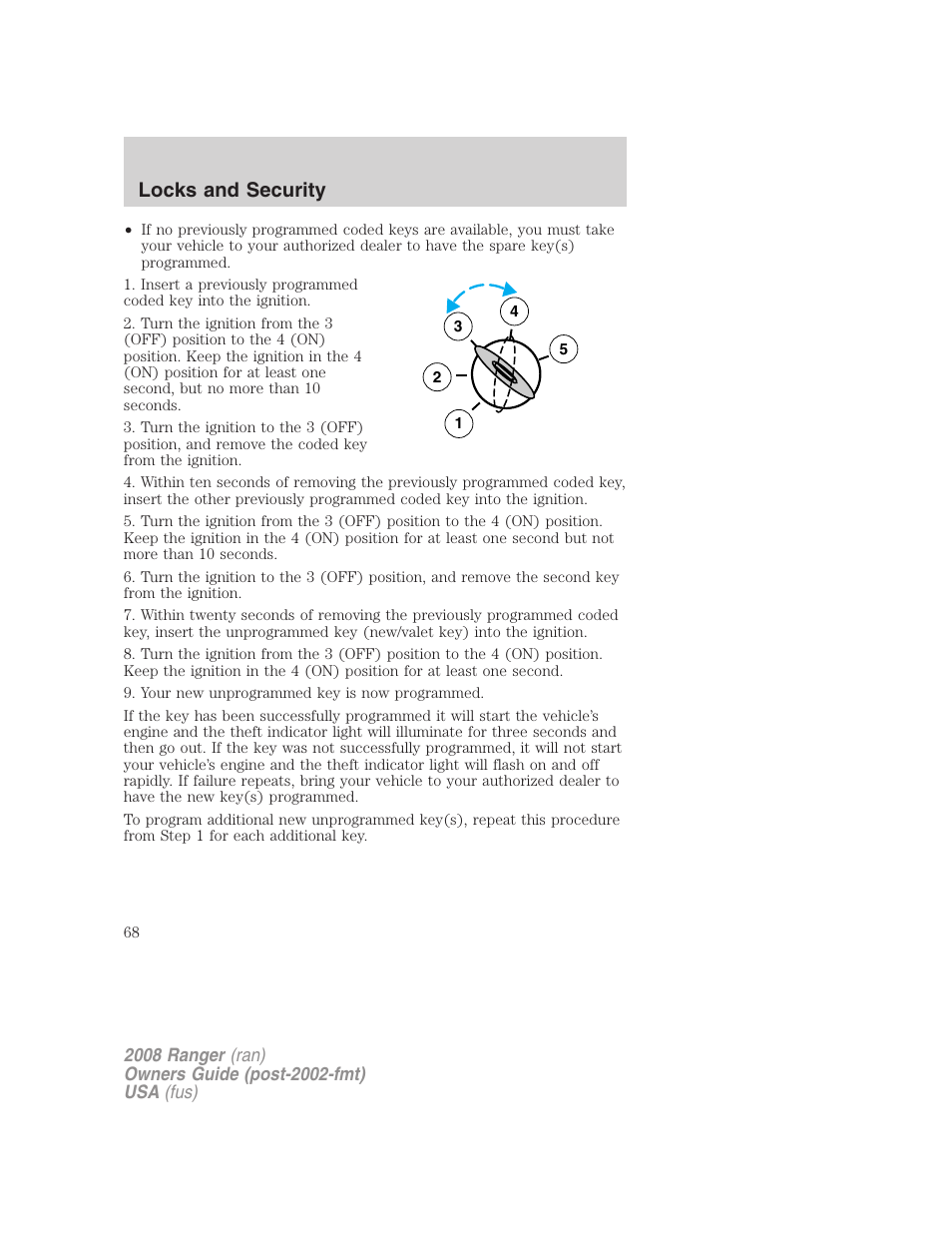 Locks and security | FORD 2008 Ranger v.2 User Manual | Page 68 / 272