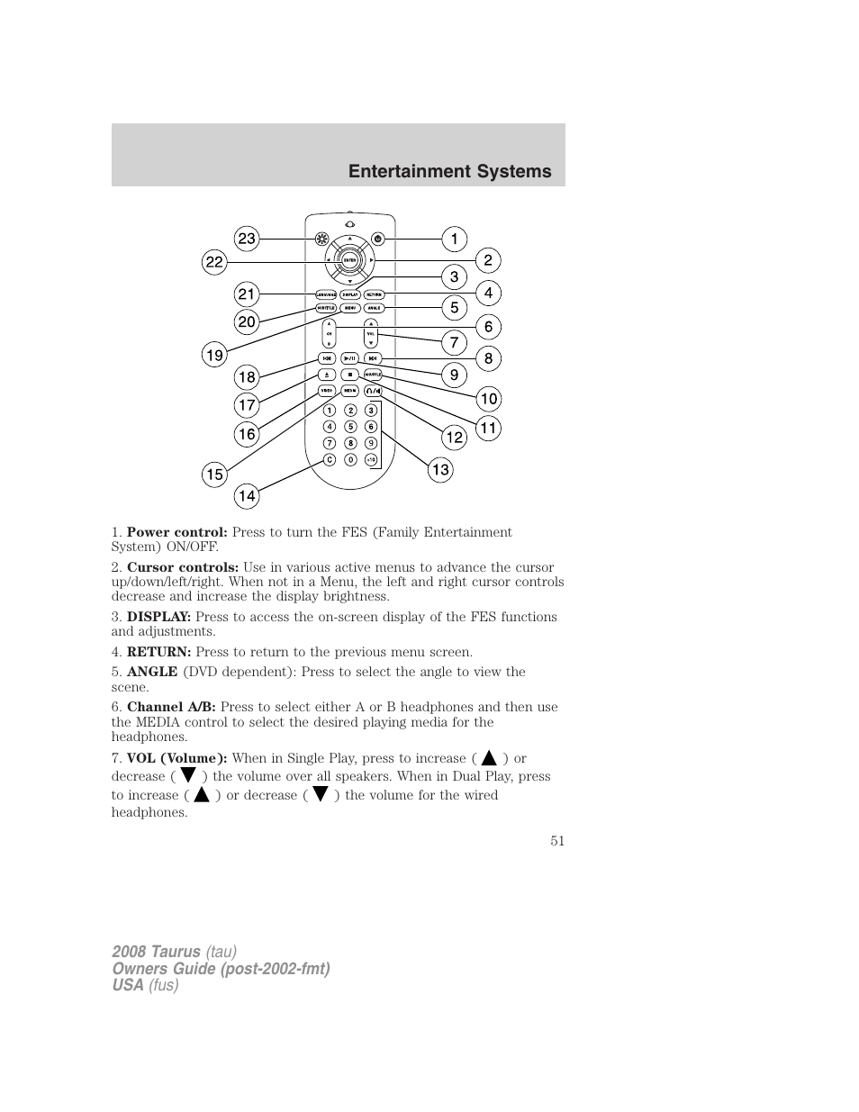 Entertainment systems | FORD 2008 Taurus v.1 User Manual | Page 51 / 320