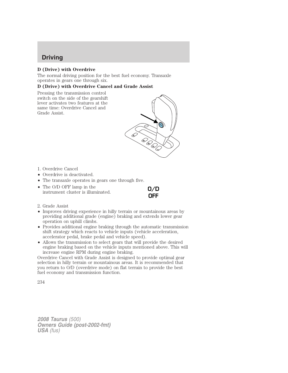 Reverse sensing system (if equipped), Driving | FORD 2008 Taurus v.2 User Manual | Page 234 / 328