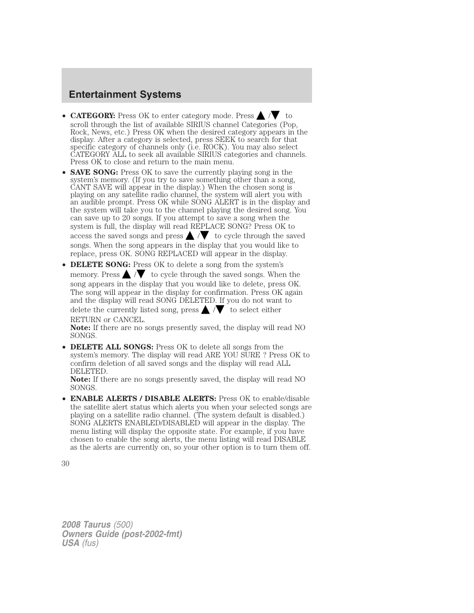 Entertainment systems | FORD 2008 Taurus v.2 User Manual | Page 30 / 328