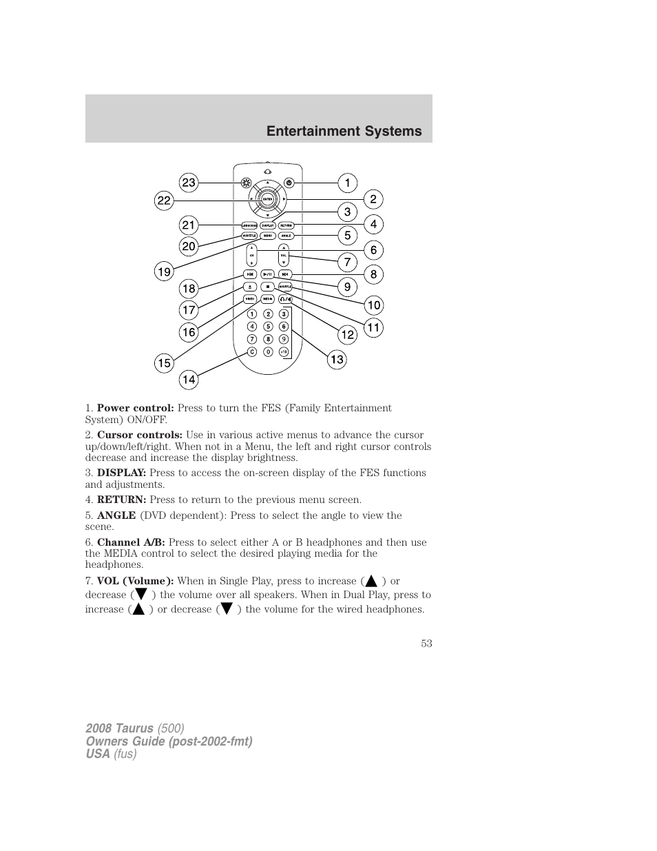 Entertainment systems | FORD 2008 Taurus v.2 User Manual | Page 53 / 328