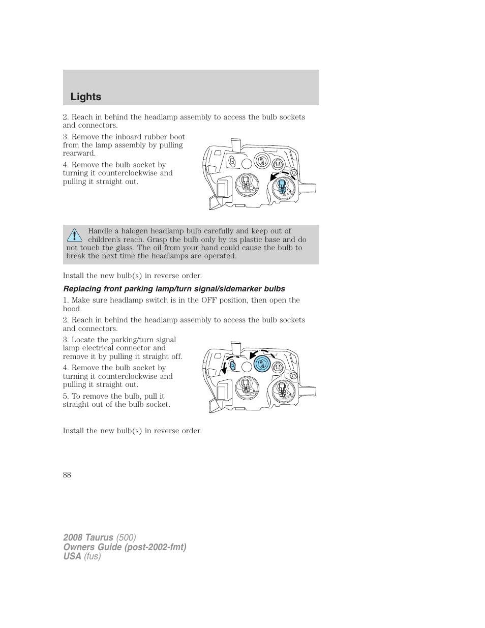 Lights | FORD 2008 Taurus v.3 User Manual | Page 88 / 328