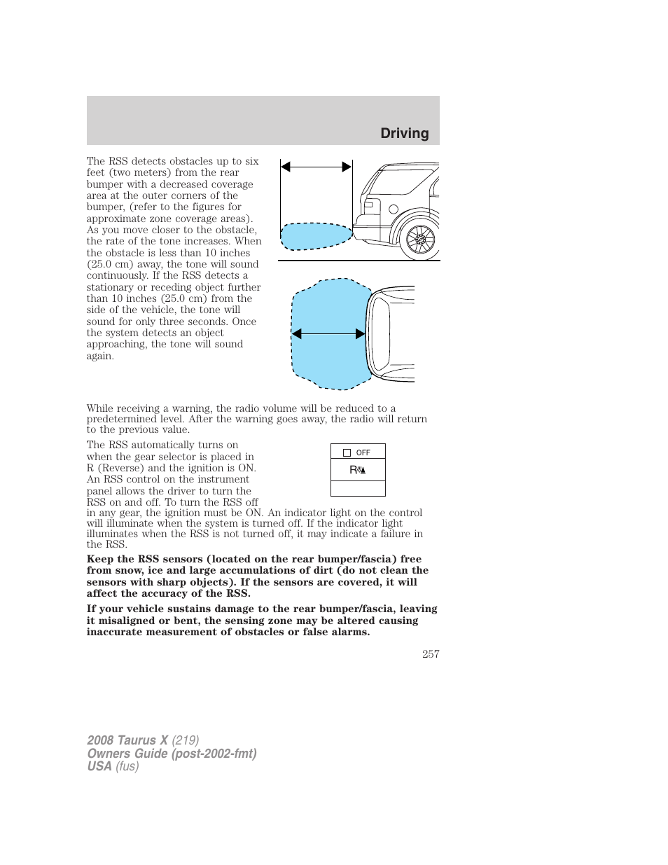 Driving | FORD 2008 Taurus X User Manual | Page 257 / 352