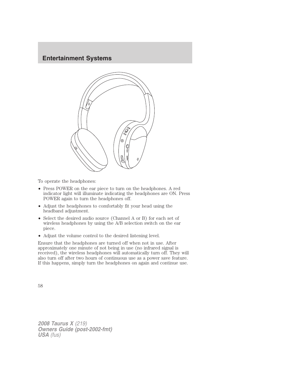 Entertainment systems | FORD 2008 Taurus X User Manual | Page 58 / 352
