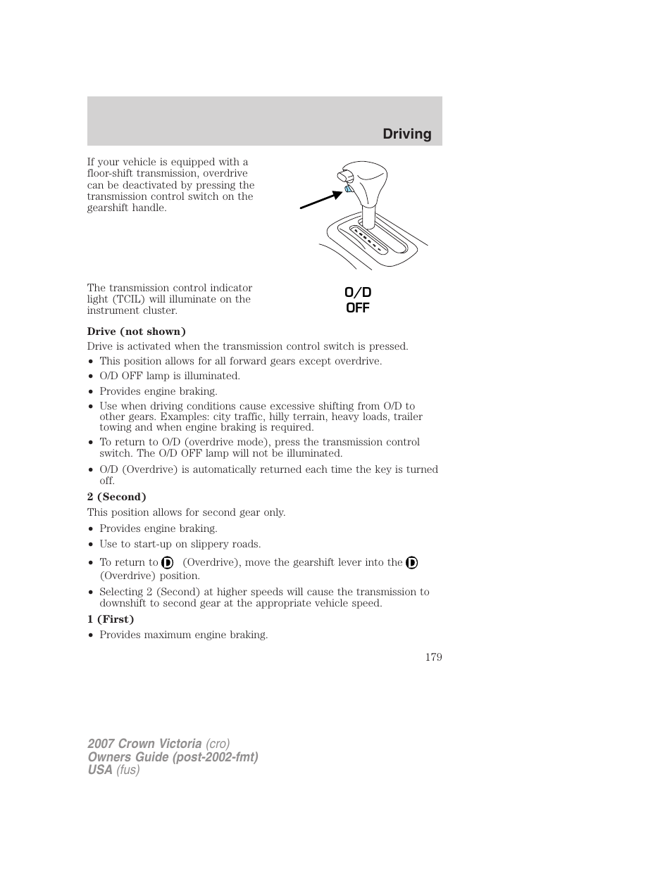 Driving | FORD 2007 Crown Victoria v.2 User Manual | Page 179 / 272