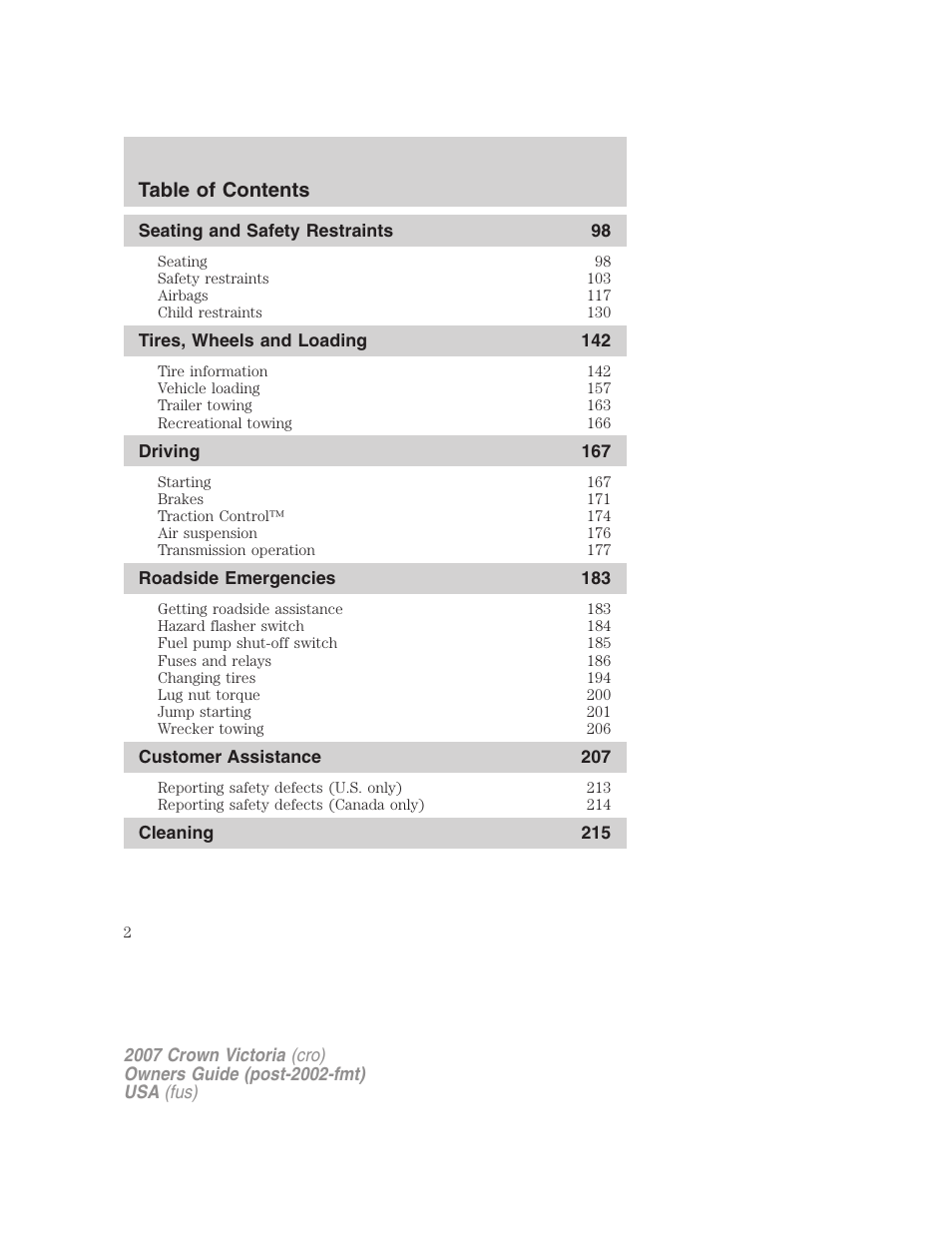 FORD 2007 Crown Victoria v.3 User Manual | Page 2 / 272