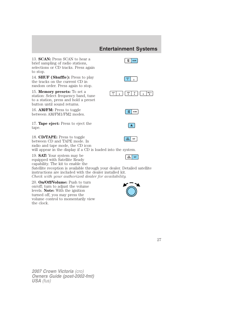 Entertainment systems | FORD 2007 Crown Victoria v.3 User Manual | Page 27 / 272