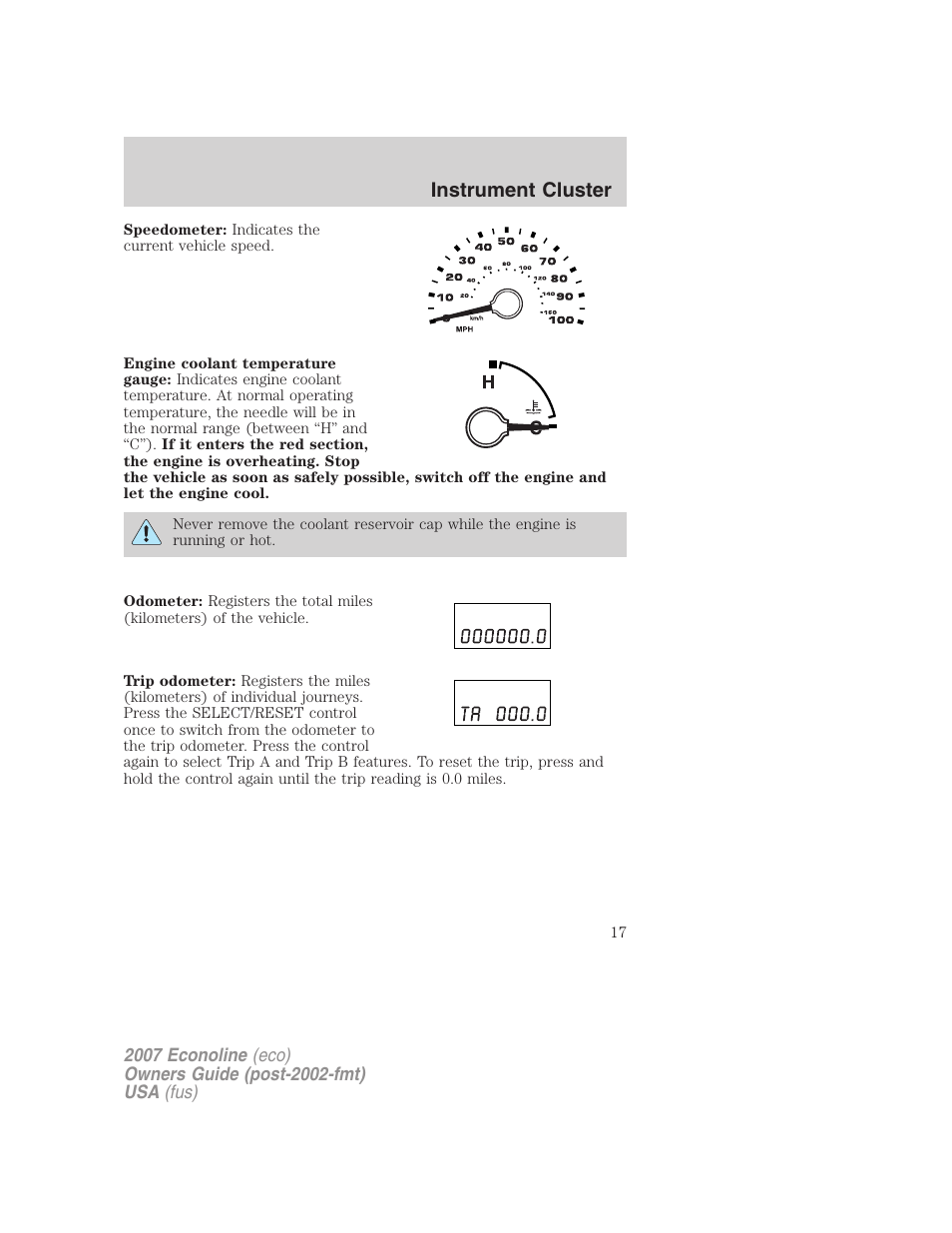 Instrument cluster | FORD 2007 E-450 v.1 User Manual | Page 17 / 264