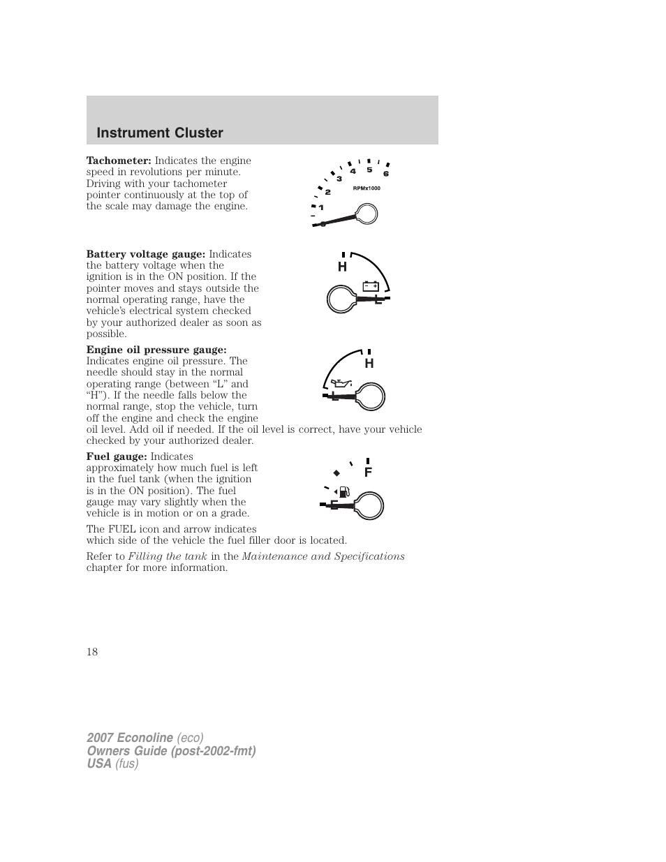 Instrument cluster | FORD 2007 E-450 v.1 User Manual | Page 18 / 264