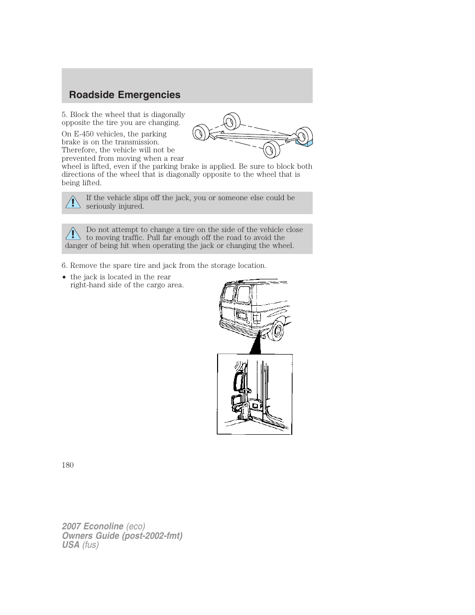 Roadside emergencies | FORD 2007 E-450 v.1 User Manual | Page 180 / 264