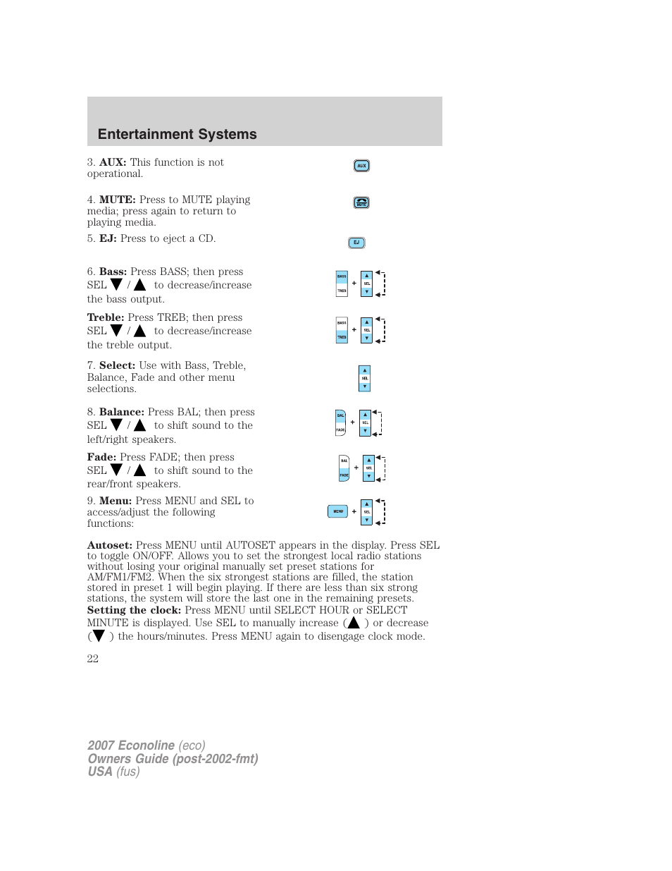 Entertainment systems | FORD 2007 E-450 v.1 User Manual | Page 22 / 264