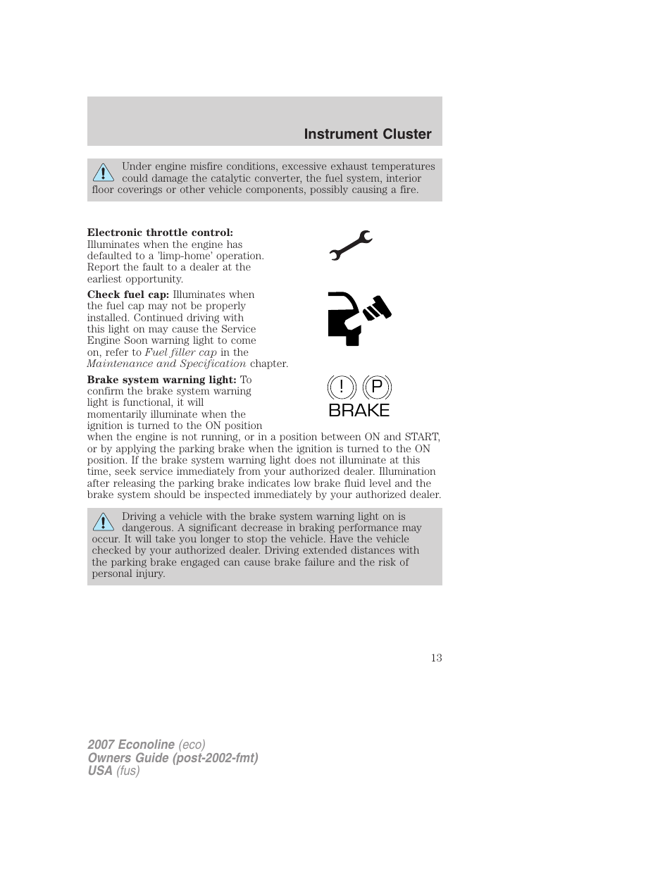 P! brake | FORD 2007 E-450 v.2 User Manual | Page 13 / 264