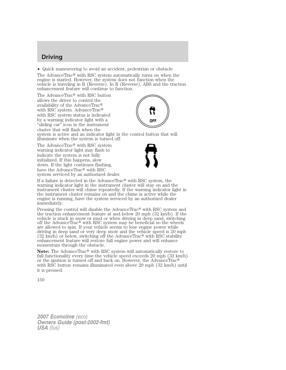 Driving | FORD 2007 E-450 v.2 User Manual | Page 150 / 264