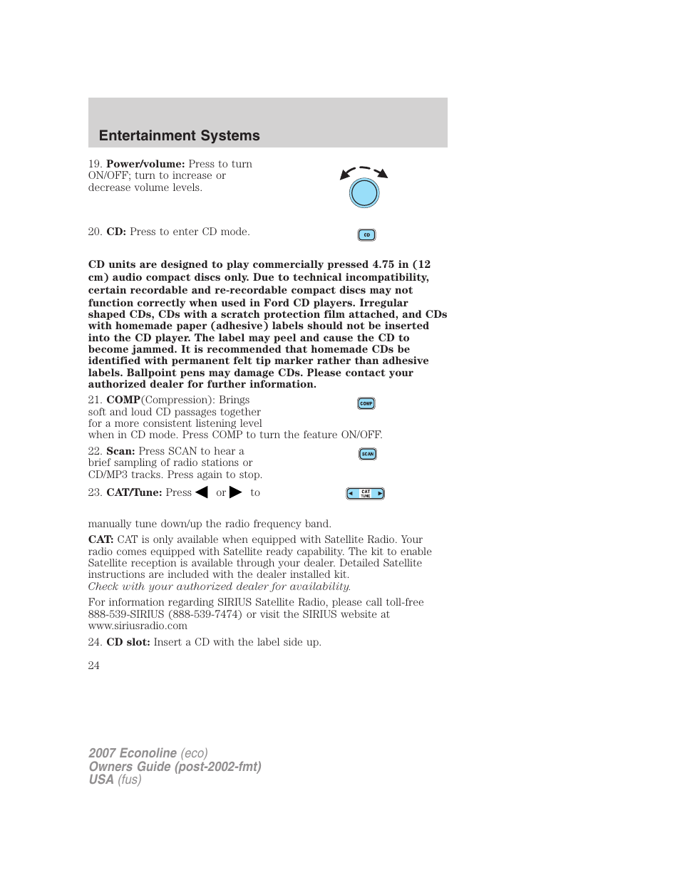 Entertainment systems | FORD 2007 E-450 v.2 User Manual | Page 24 / 264