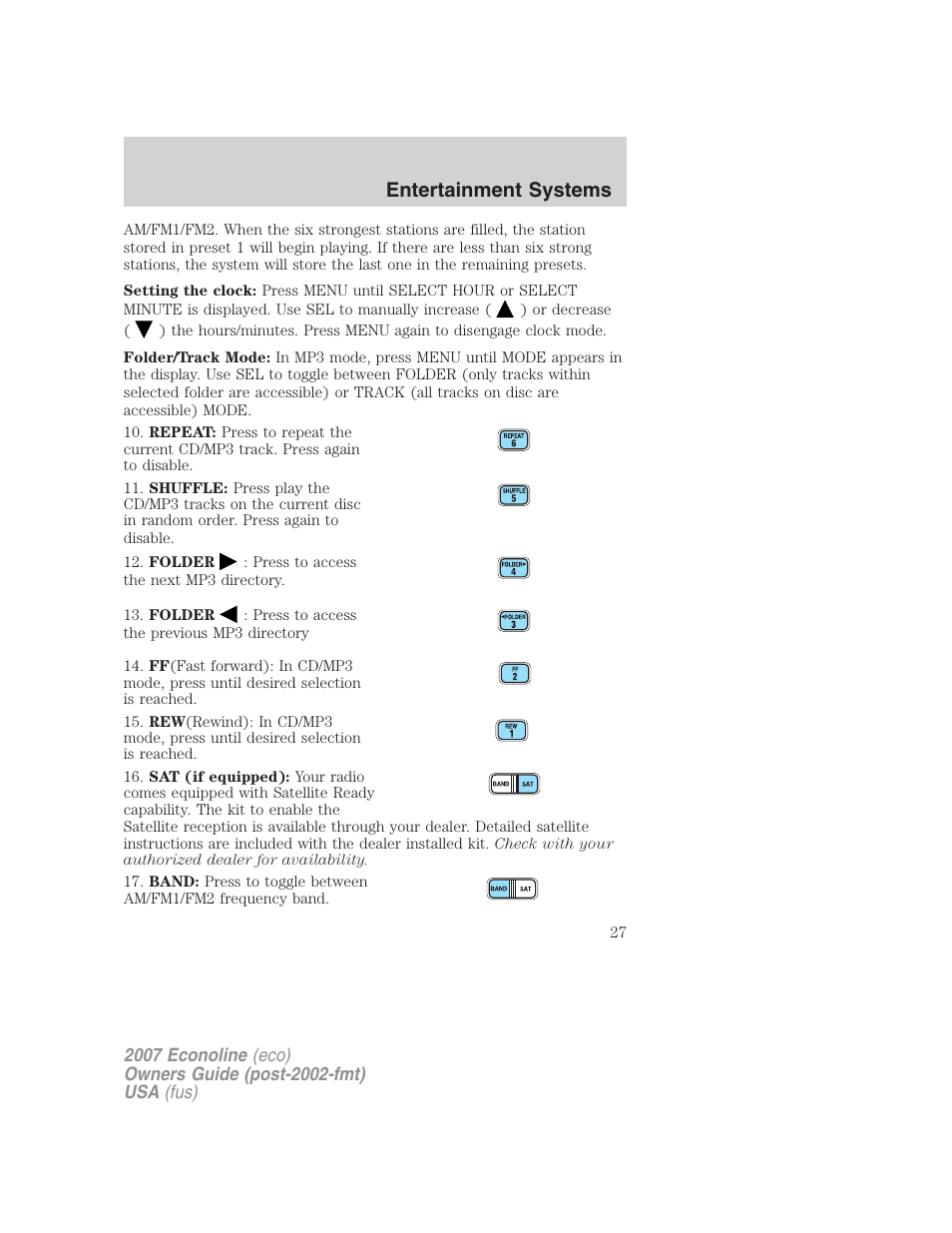 Entertainment systems | FORD 2007 E-450 v.2 User Manual | Page 27 / 264