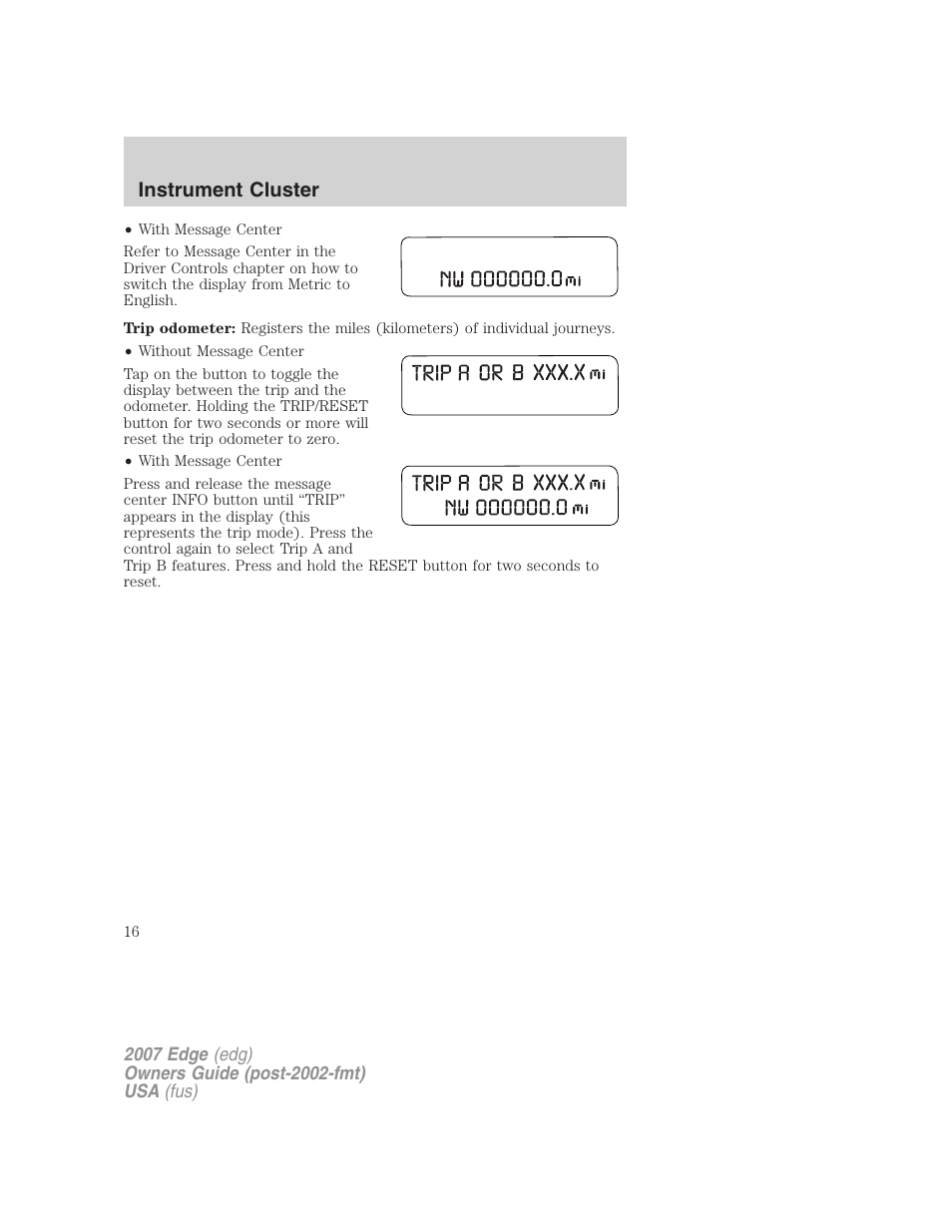 FORD 2007 Edge v.2 User Manual | Page 16 / 320